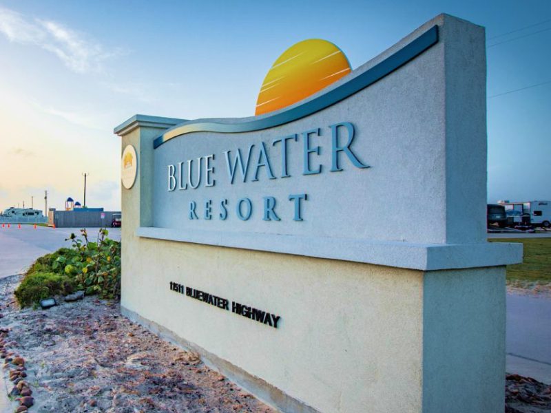 blue water entrance